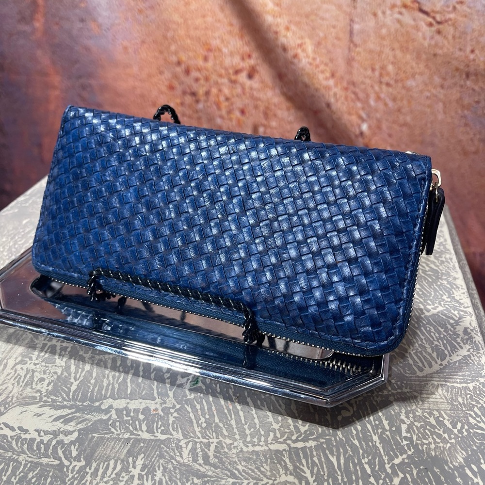 NWT Blue Cowgirl Blue leather wallet/wristlet